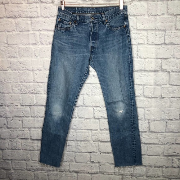 Levi's 501 button fly low rise straight raw hem - Picture 1 of 6